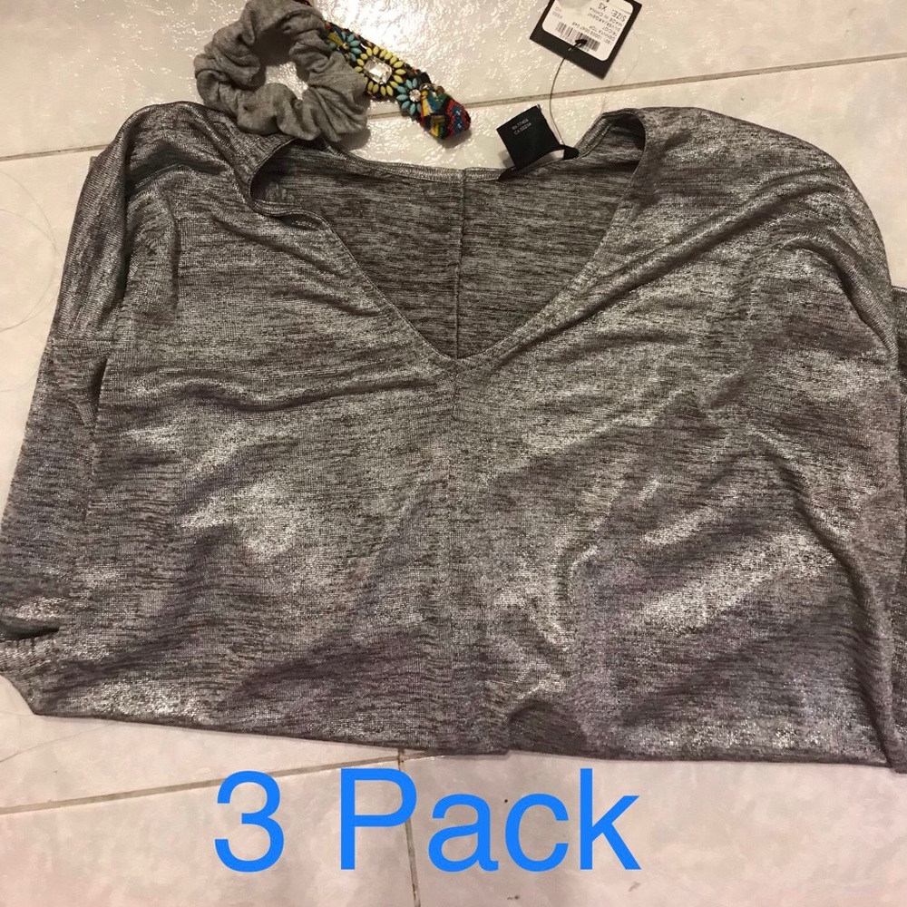 3 pack silver tee scrunchii and handmade bracelet